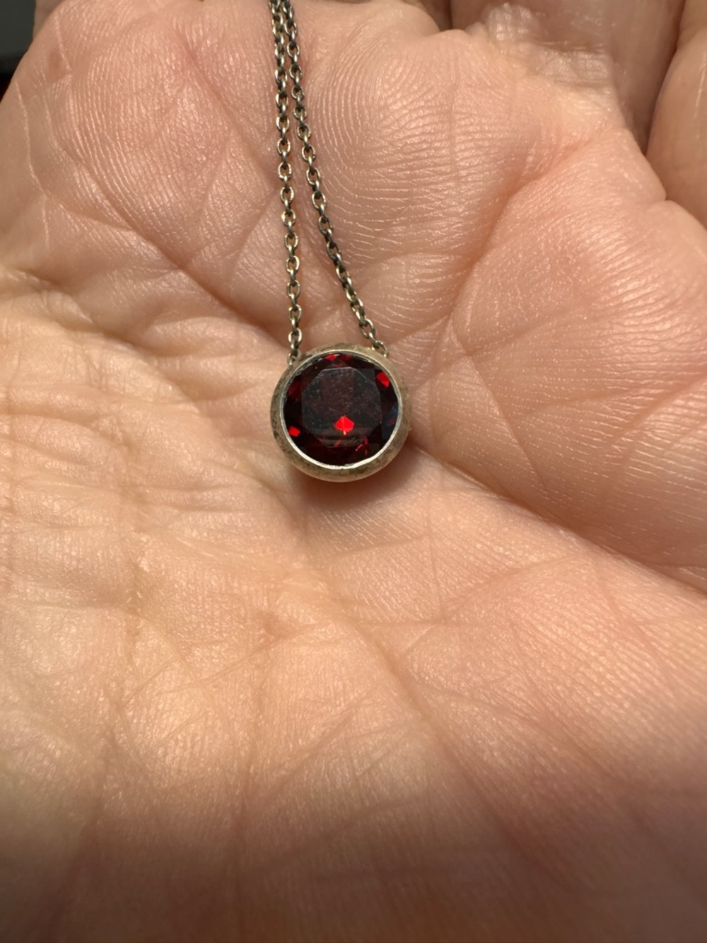 Sterling Silver Necklace with Red Garnet Pendant Hand Crafted William White